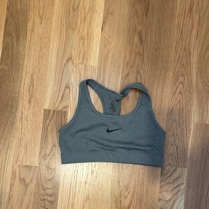Nike Charcoal Sports Bra with Black Swoosh
